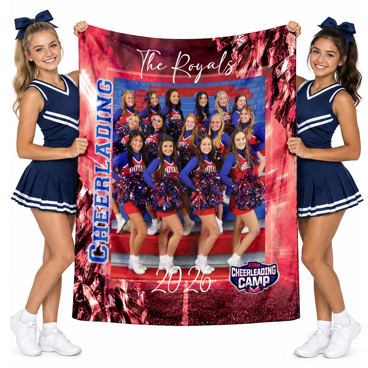 Personalized Cheer Blanket with Team Name and Year, Custom Cheer Gift for Cheerleaders and Coaches