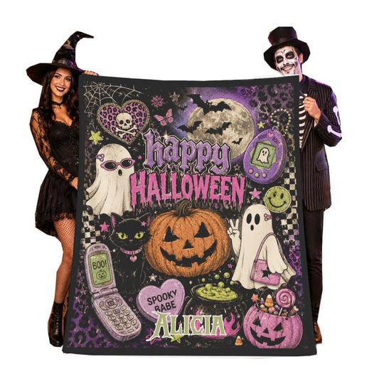 Personalized Y2K Style Happy Halloween Blanket