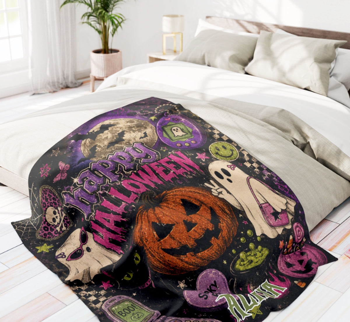 Personalized Y2K Style Happy Halloween Blanket