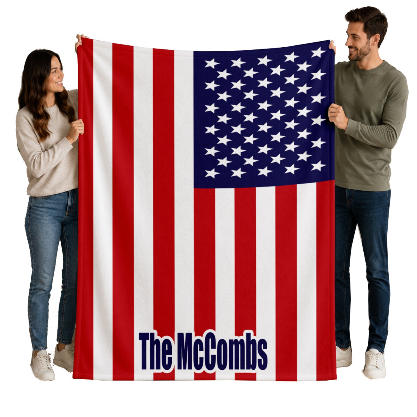 Custom American Flag Blanket with Name