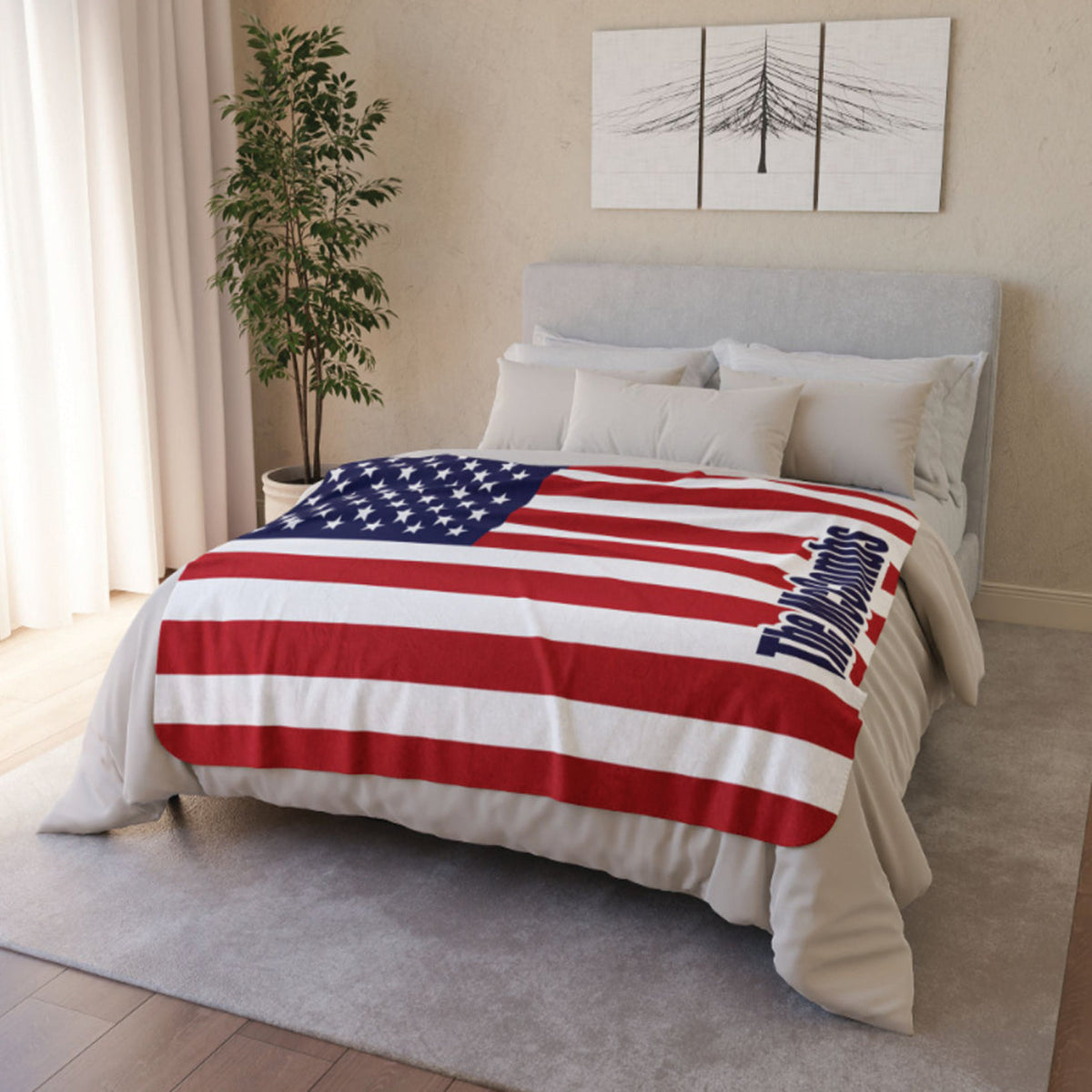 Custom American Flag Blanket with Name