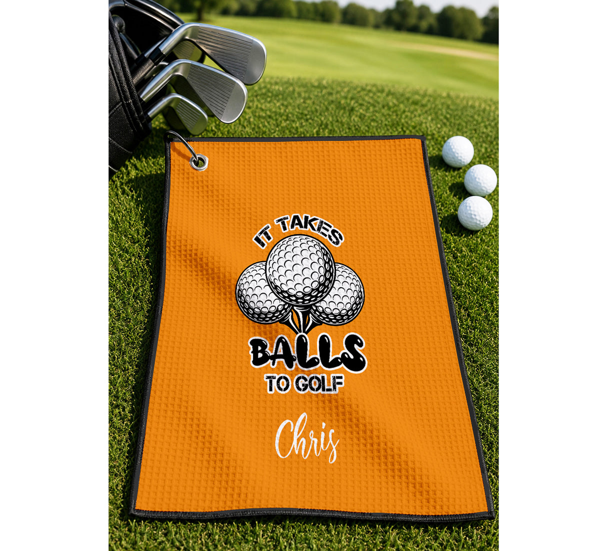 Custom It Takes Balls to Golf Towel