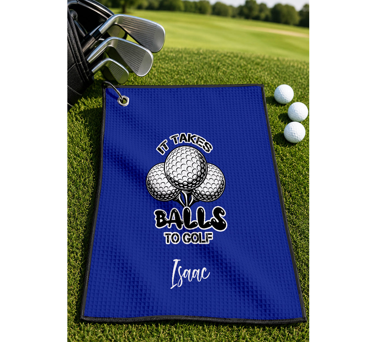 Custom It Takes Balls to Golf Towel