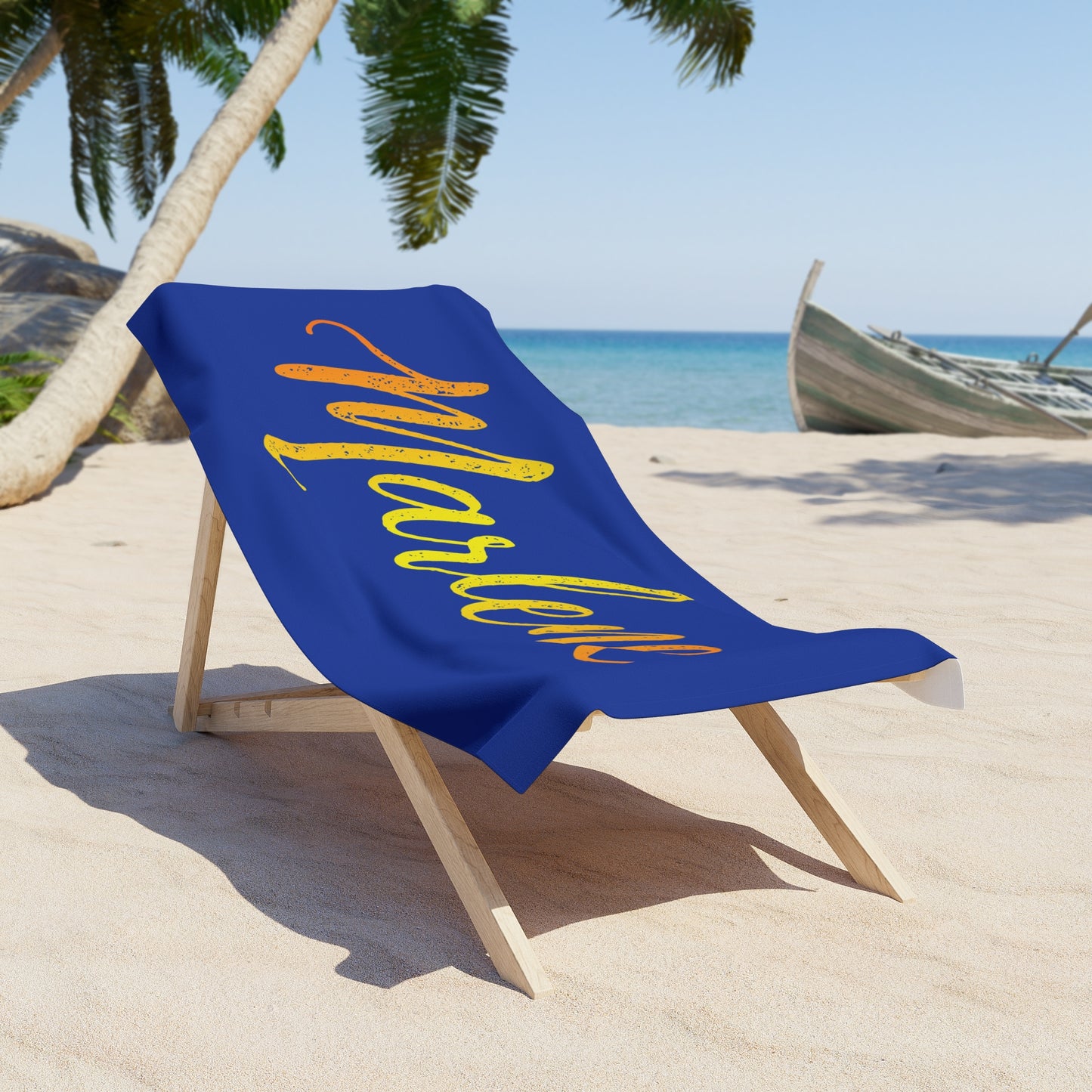 Personalized Script Name Beach Towel | Custom Gold Foil Style Towel