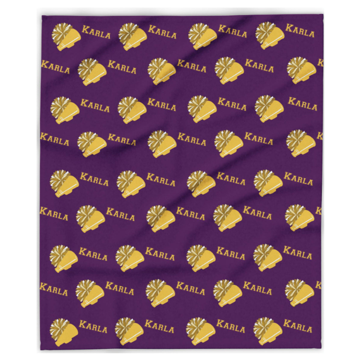 Custom Cheer Name Blanket for Girls, Personalized Cheerleader Team Gift, Pom Pom and Megaphone Design