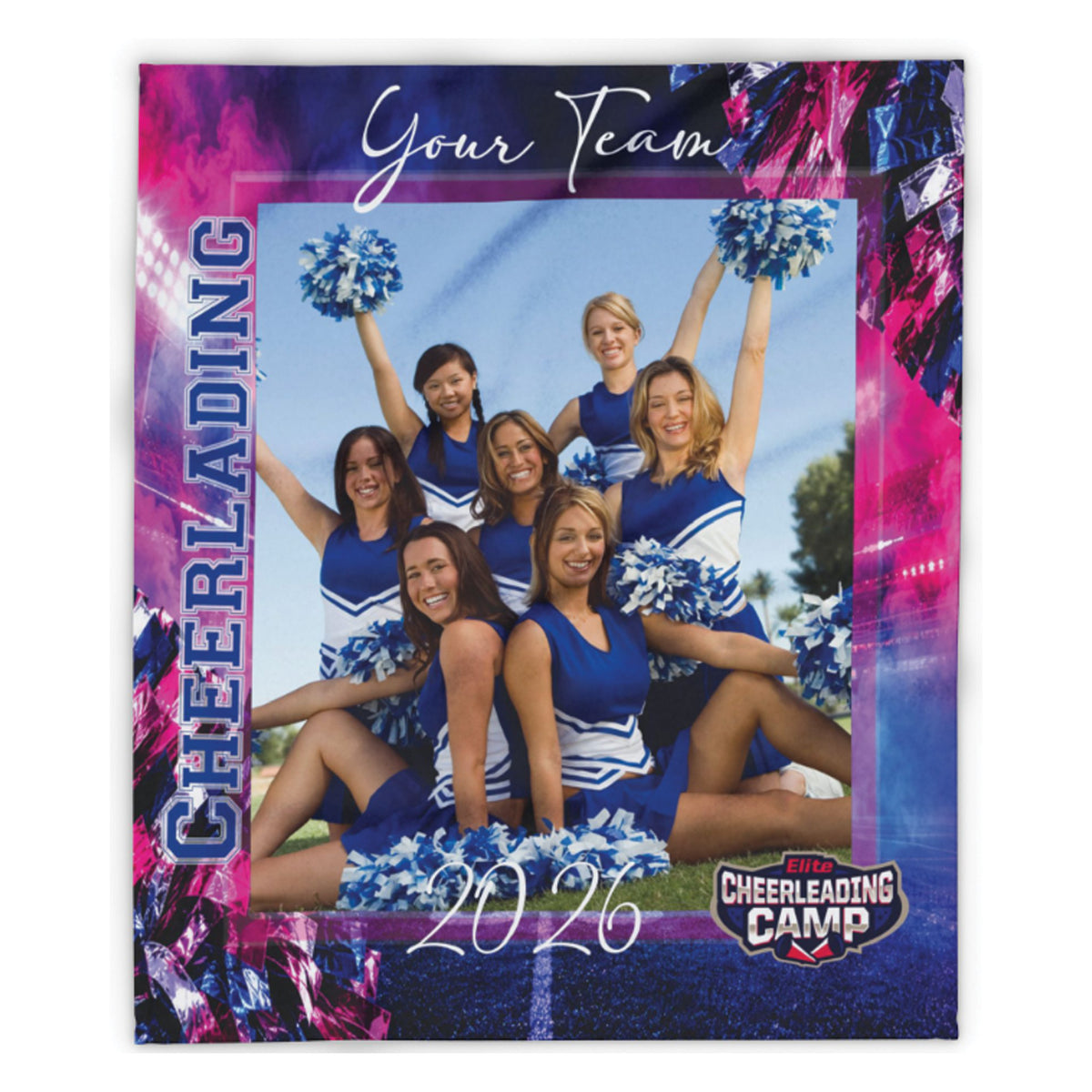 Personalized Cheer Blanket with Team Name and Year, Custom Cheer Gift for Cheerleaders and Coaches