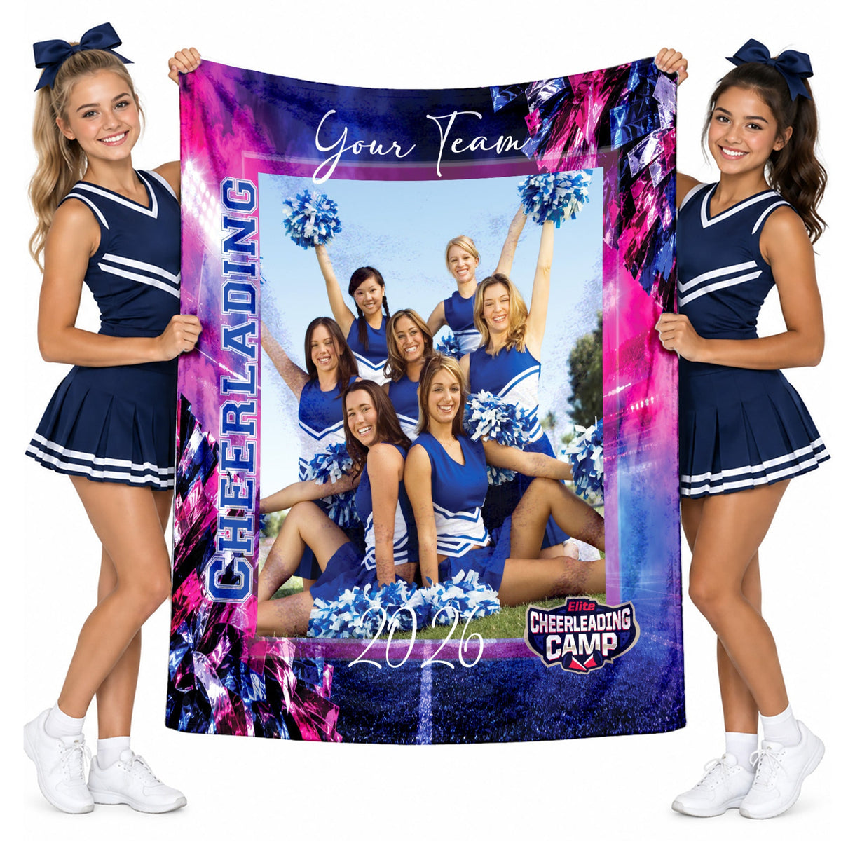 Personalized Cheer Blanket with Team Name and Year, Custom Cheer Gift for Cheerleaders and Coaches