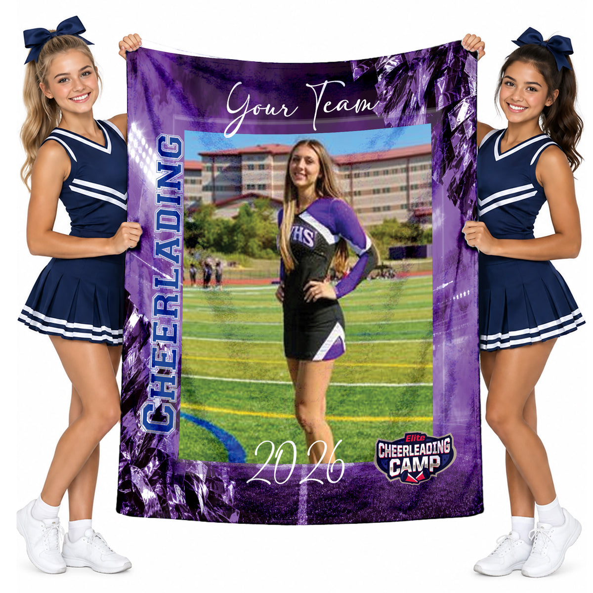 Personalized Cheer Blanket with Team Name and Year, Custom Cheer Gift for Cheerleaders and Coaches