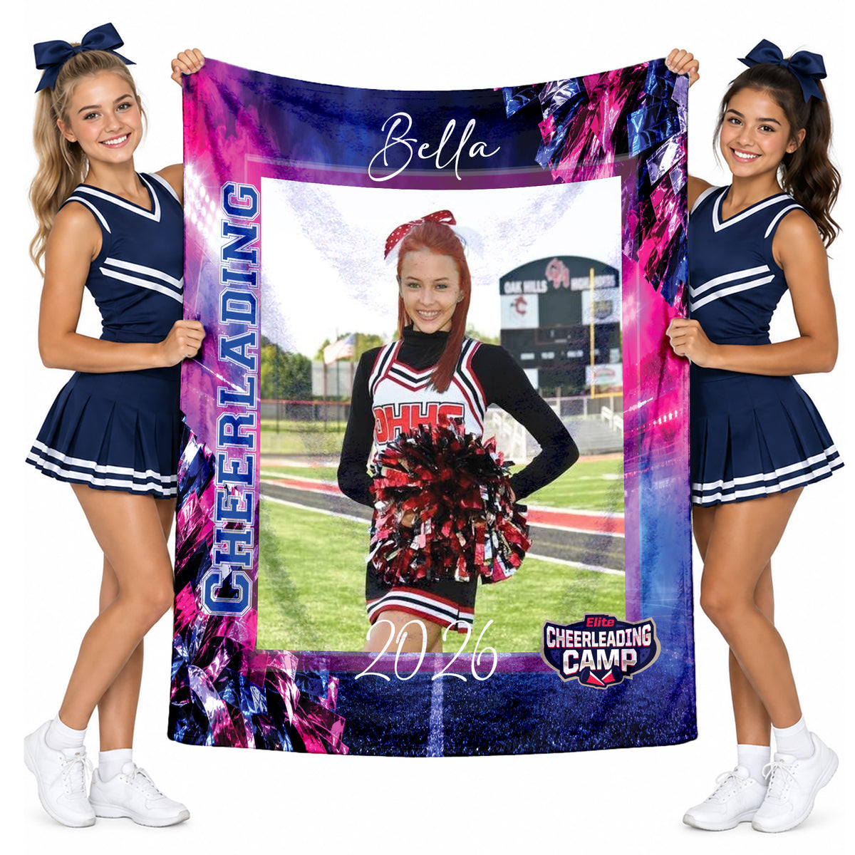 Personalized Cheer Blanket with Team Name and Year, Custom Cheer Gift for Cheerleaders and Coaches
