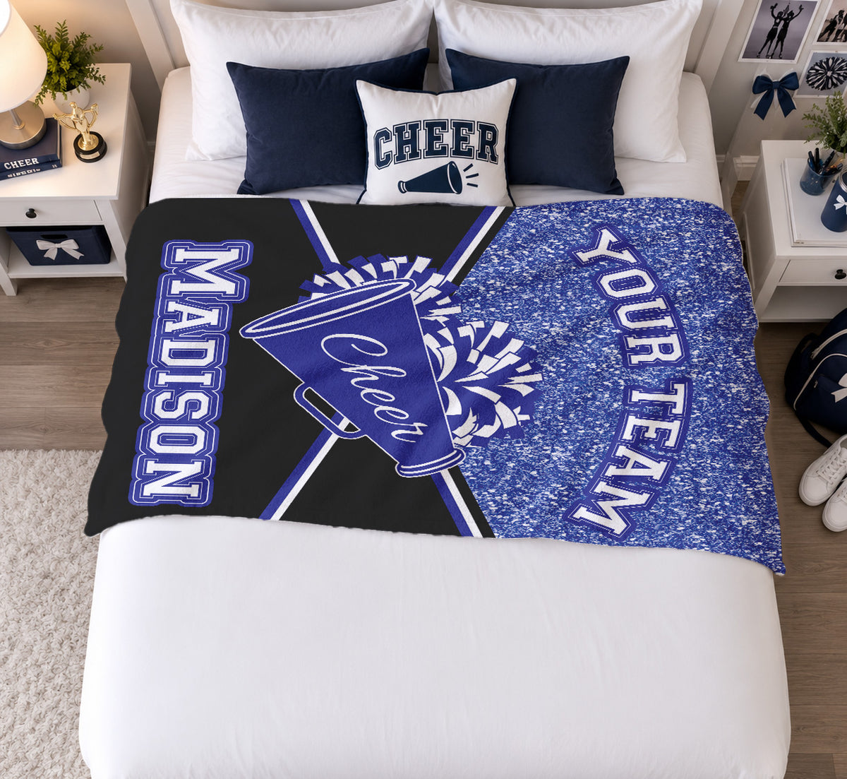 Personalized Cheerleading Blanket | Custom Name & Team Color Cheer Gift