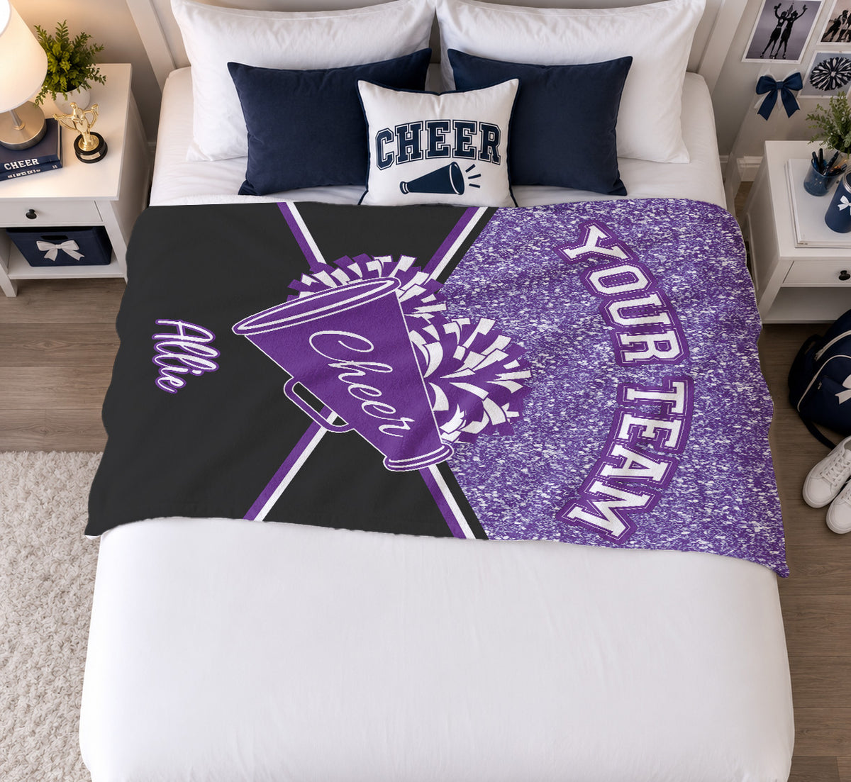 Personalized Cheerleading Blanket | Custom Name & Team Color Cheer Gift