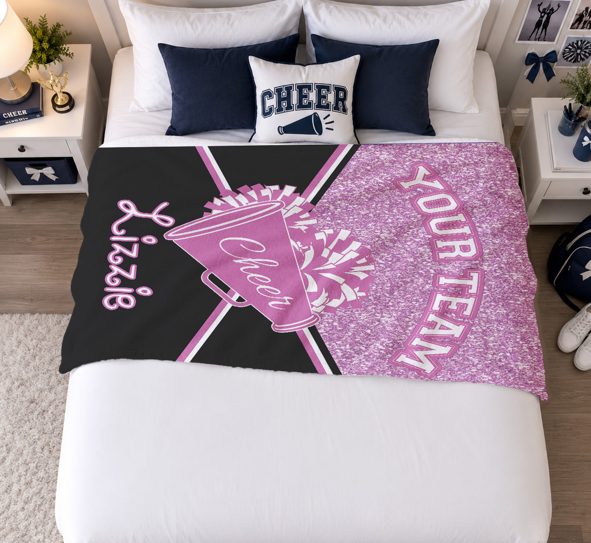 Personalized Cheerleading Blanket | Custom Name & Team Color Cheer Gift