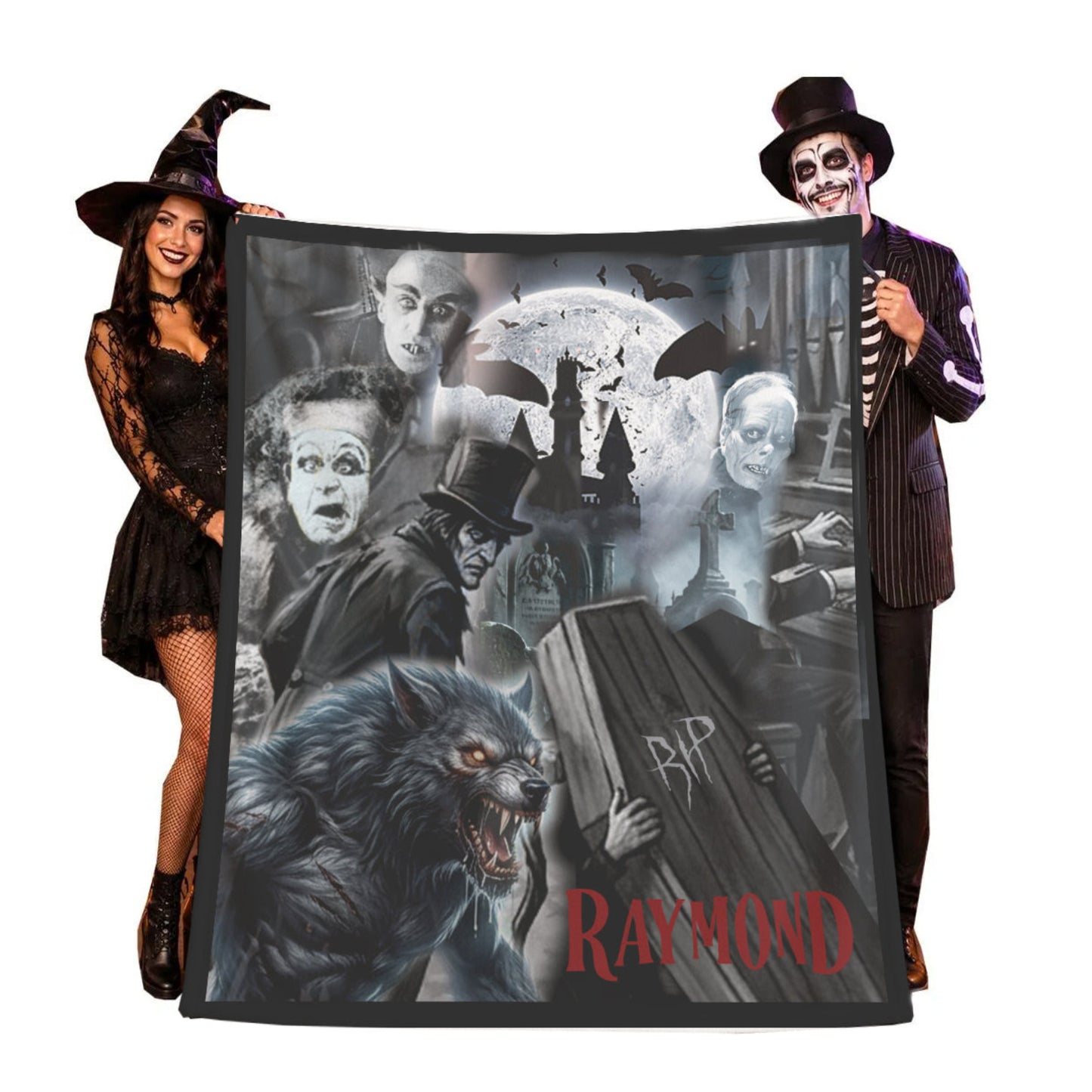 Personalized Vintage Horror Movie Lovers Halloween Blanket