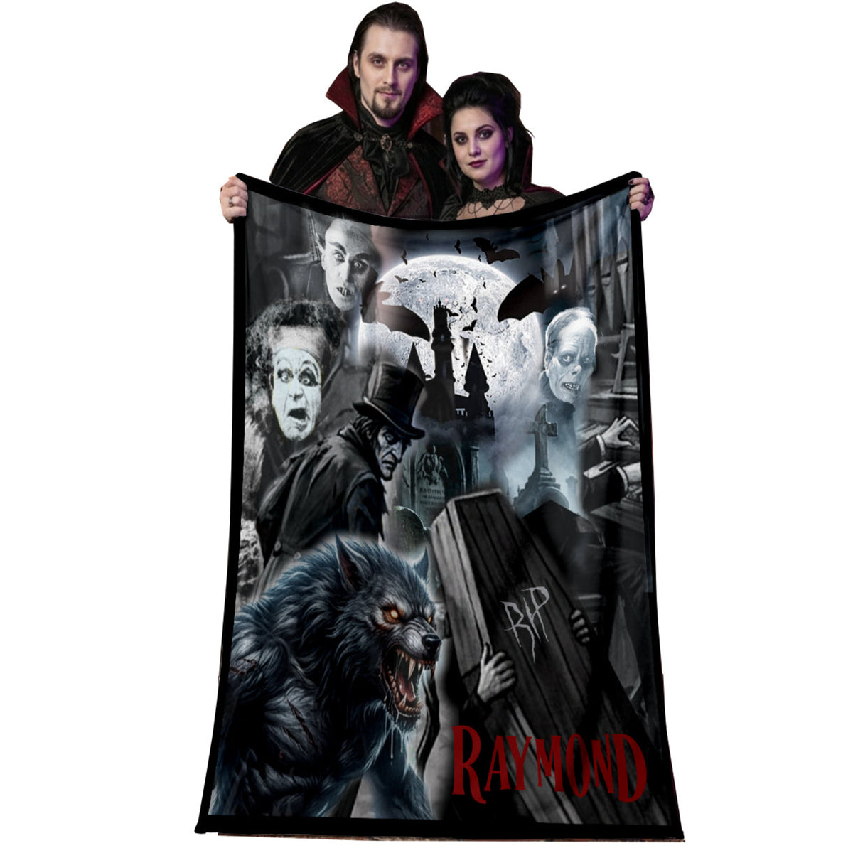 Personalized Vintage Horror Movie Lovers Halloween Blanket
