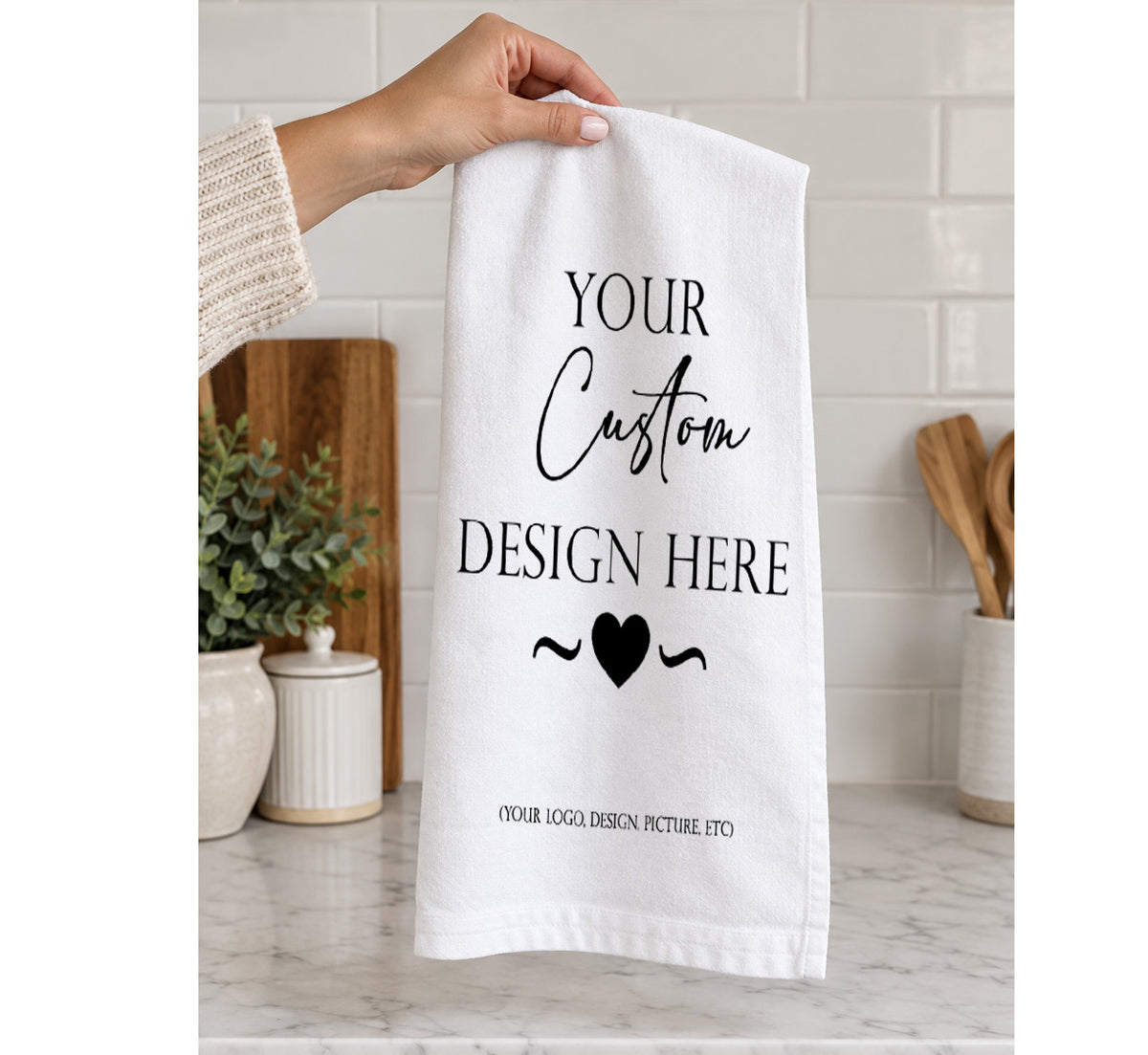 Custom Design Tea Towel | Upload Your Own Logo, Photo, or Text
