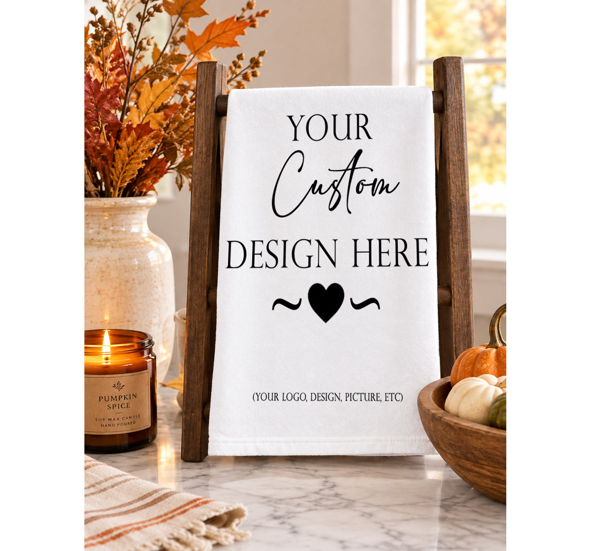 Custom Design Tea Towel | Upload Your Own Logo, Photo, or Text