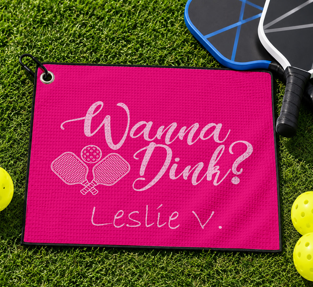 Personalized Pickleball Ladies Wanna Dink Golf Towel