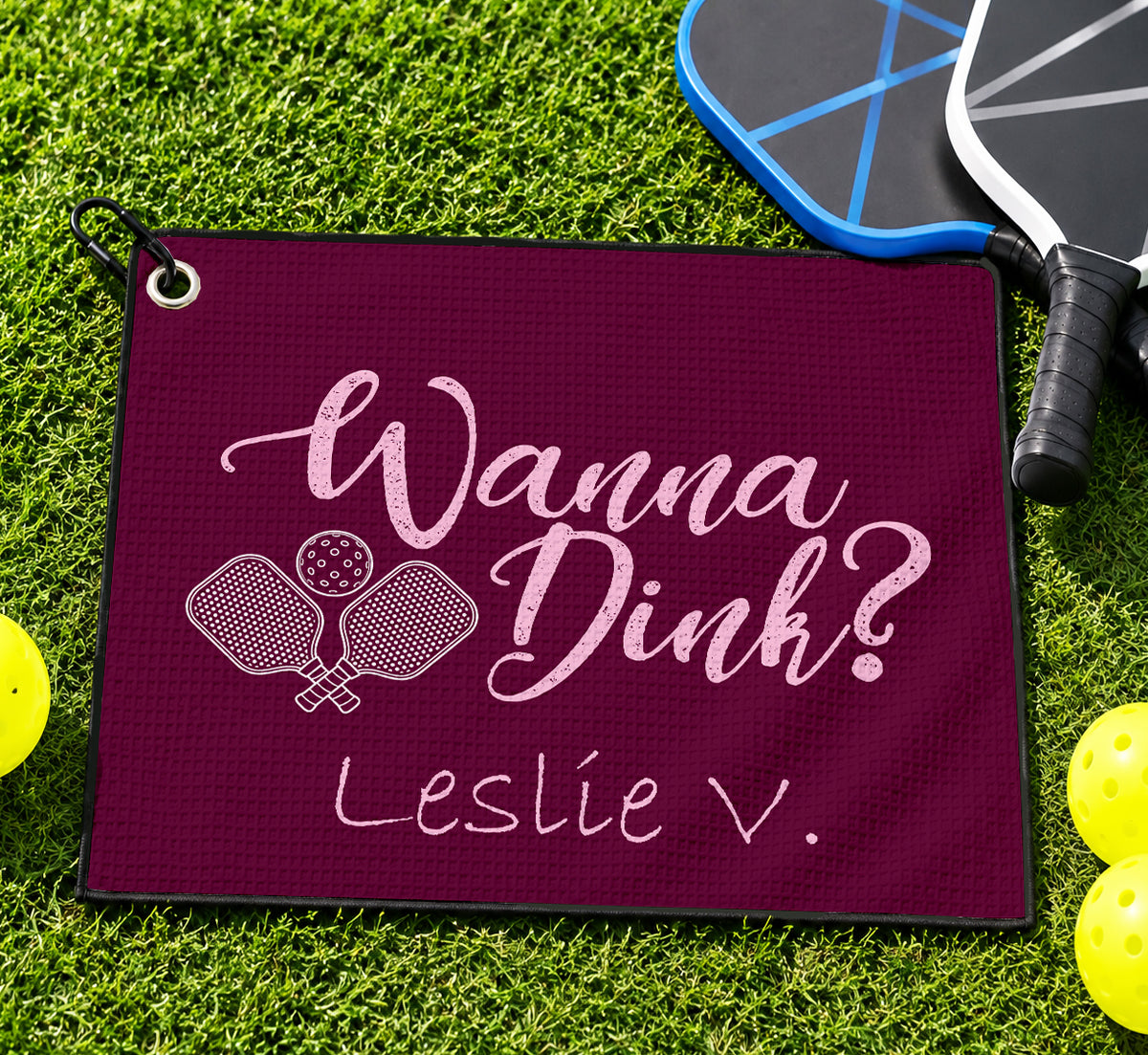 Personalized Pickleball Ladies Wanna Dink Golf Towel
