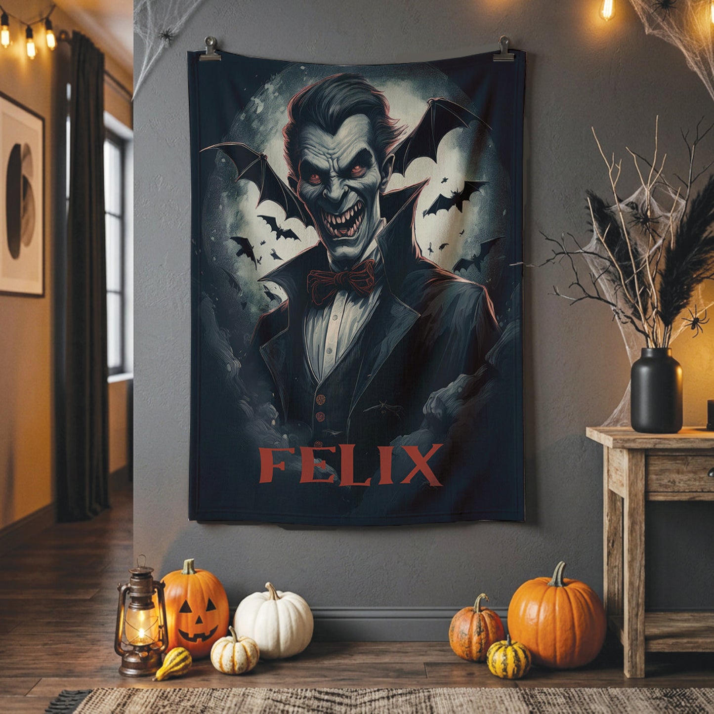 Personalized Gothic Vampire Bat Blanket