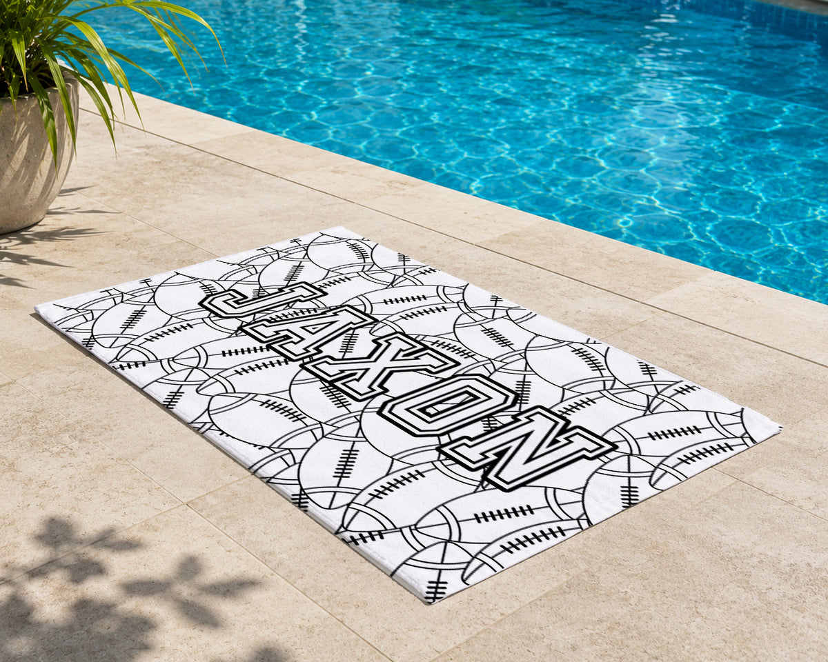 Personalized Color Your Own Beach Towel | Custom Name Football Design