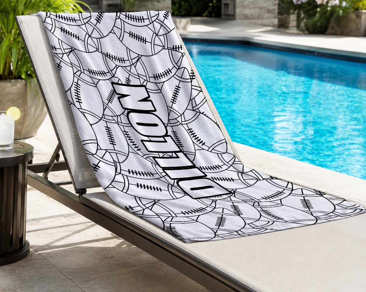 Personalized Color Your Own Beach Towel | Custom Name Football Design