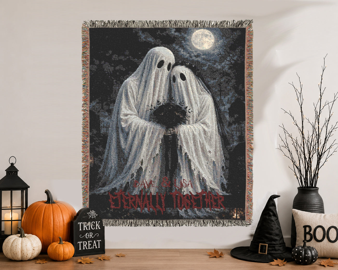 Personalized Ghost Wedding in Cemetery Blanket