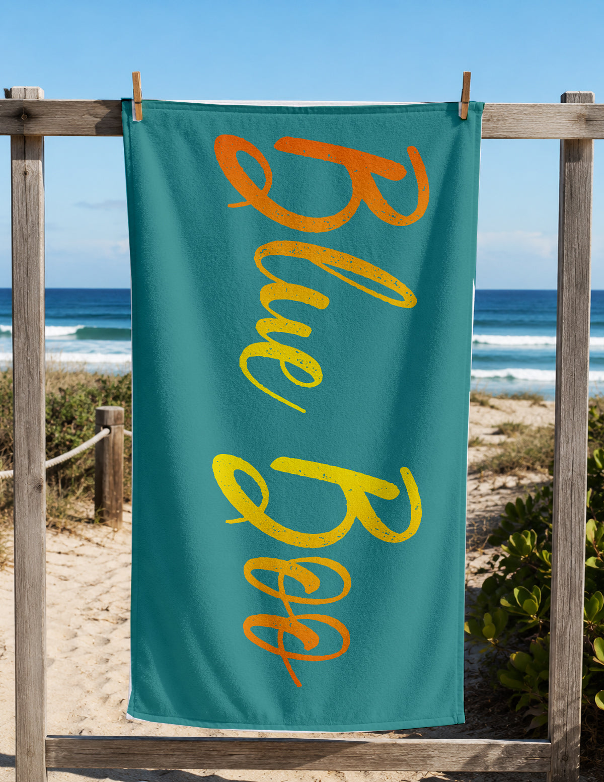 Personalized Script Name Beach Towel | Custom Gold Foil Style Towel