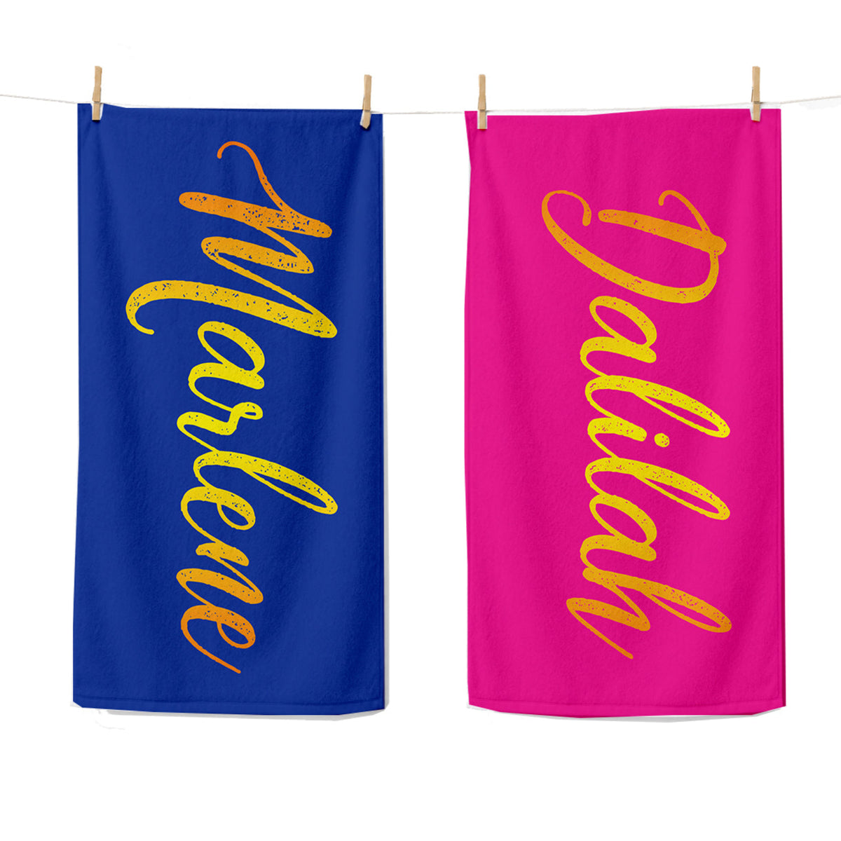Personalized Script Name Beach Towel | Custom Gold Foil Style Towel