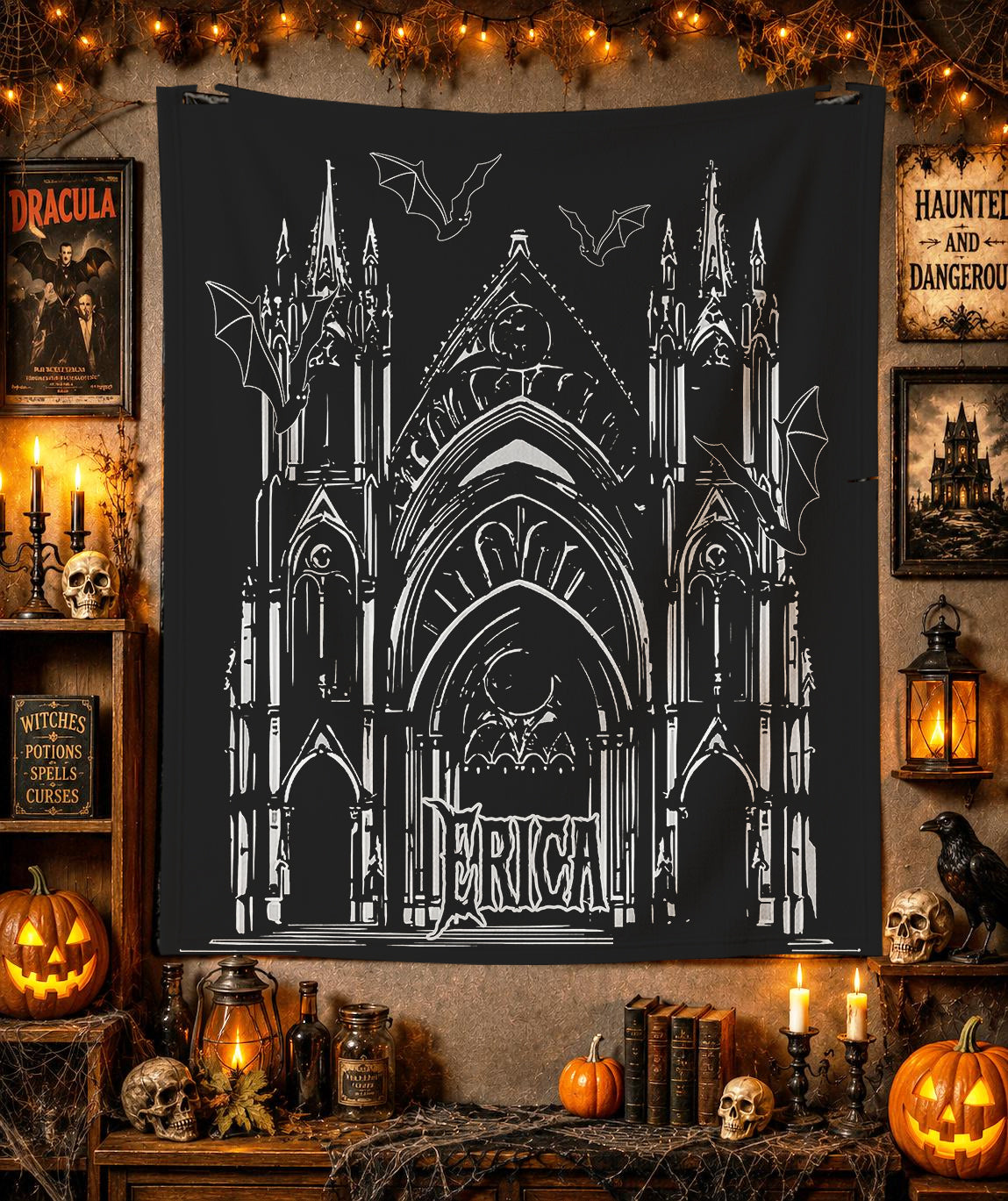 Custom Gothic Cathedral Blanket | Personalized Halloween