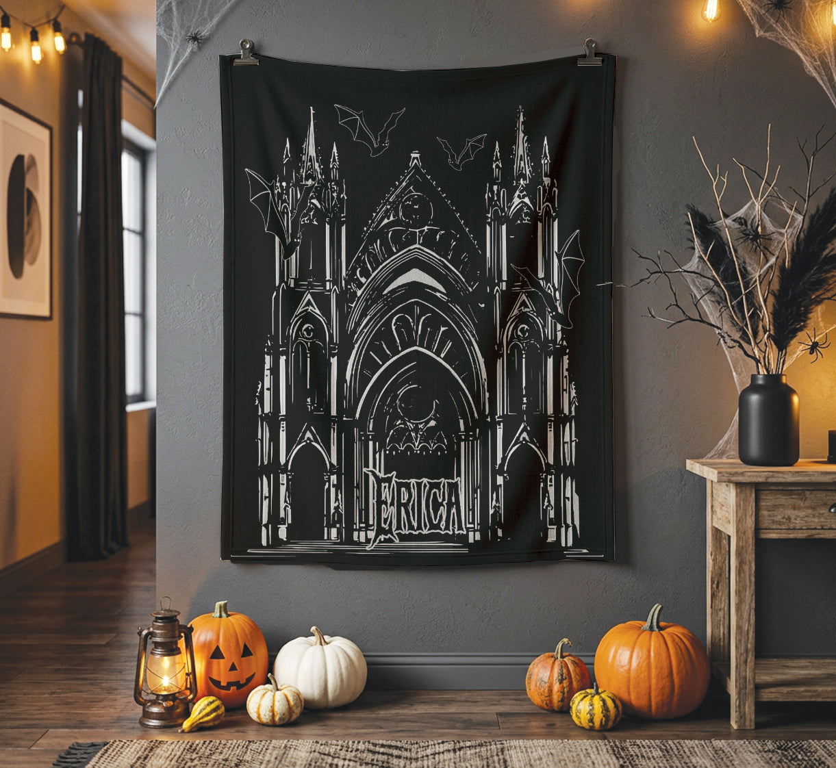 Custom Gothic Cathedral Blanket | Personalized Halloween