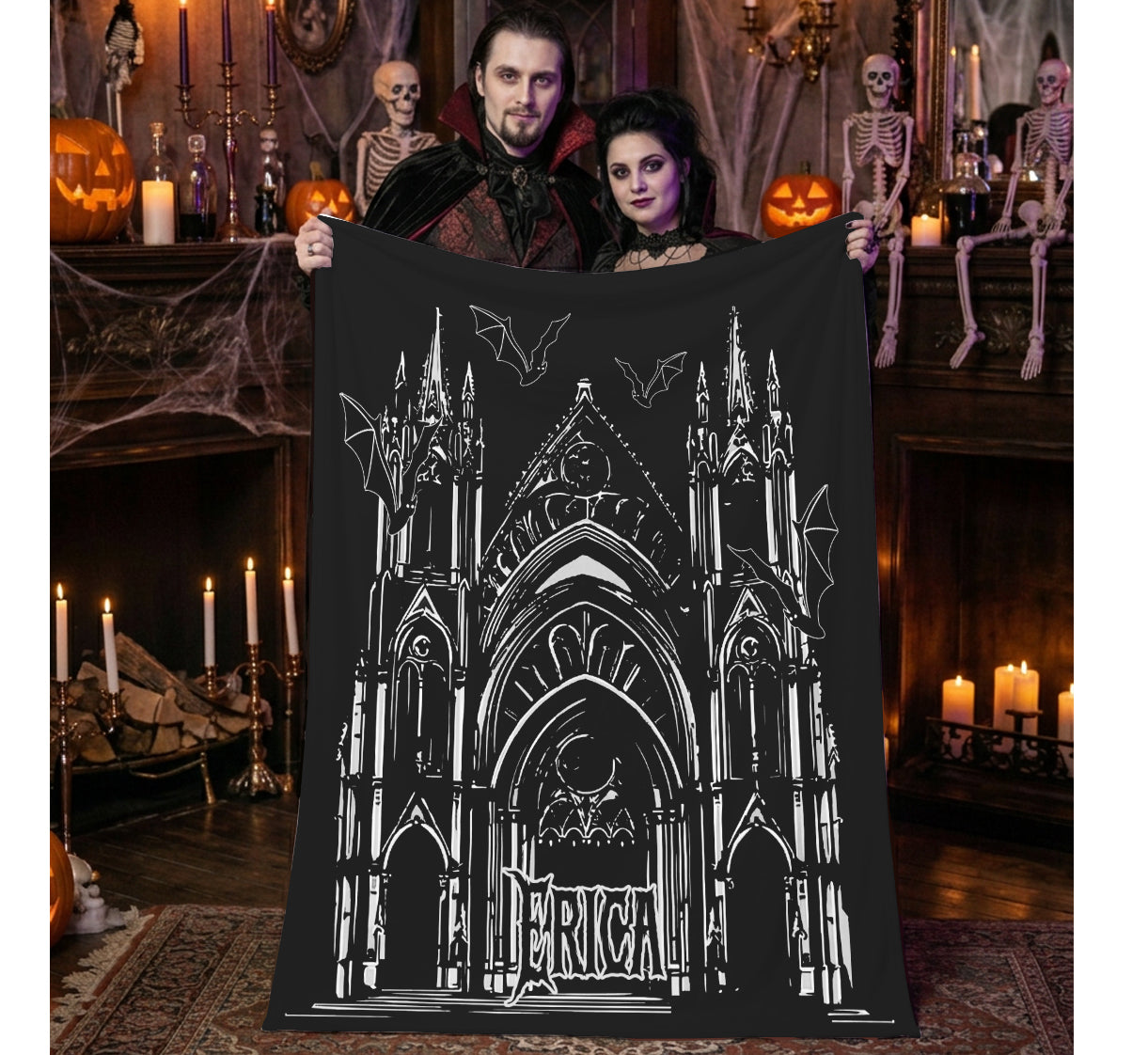 Custom Gothic Cathedral Blanket | Personalized Halloween