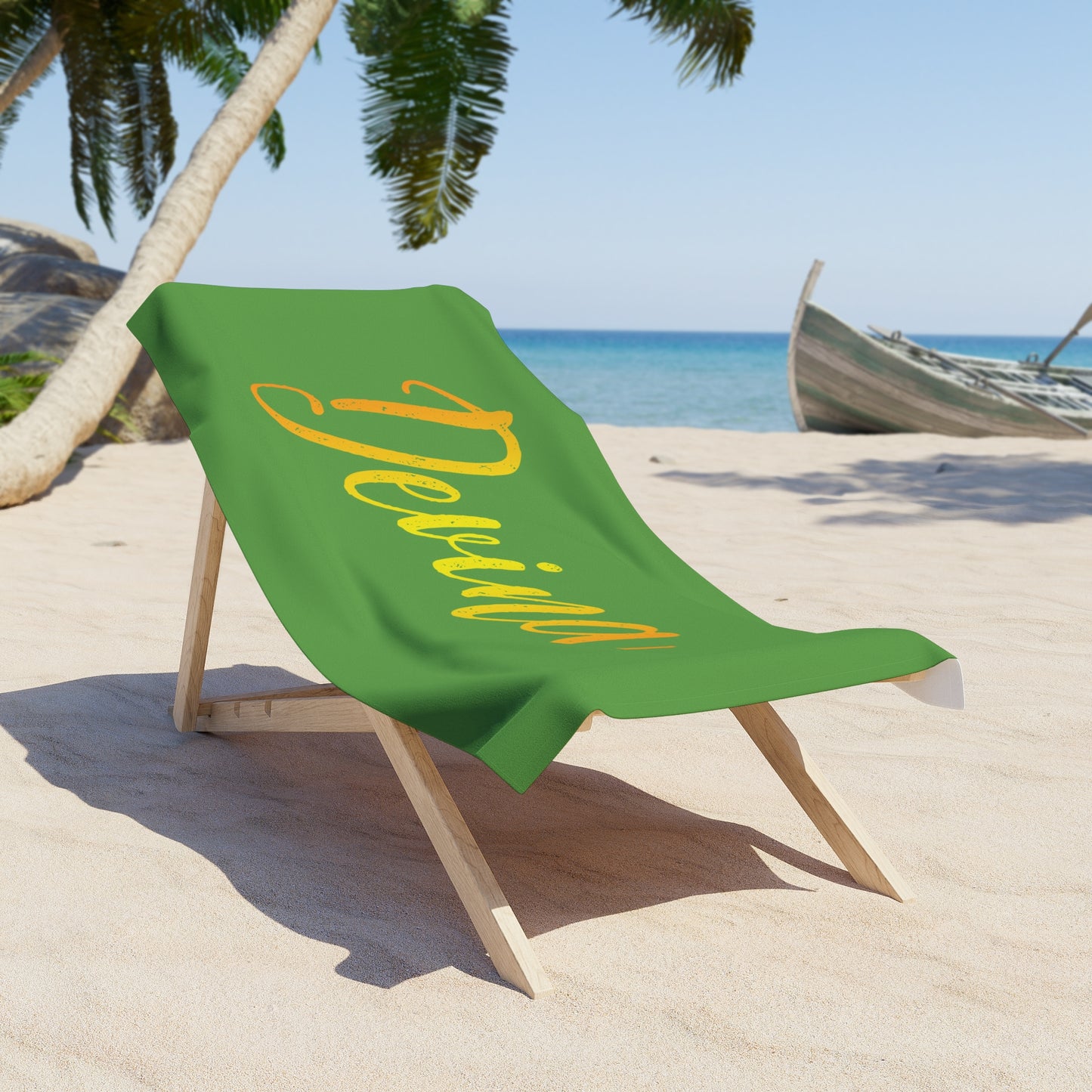 Personalized Script Name Beach Towel | Custom Gold Foil Style Towel