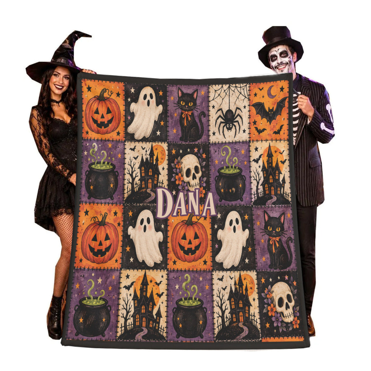 Personalized Patchwork Halloween Blanket