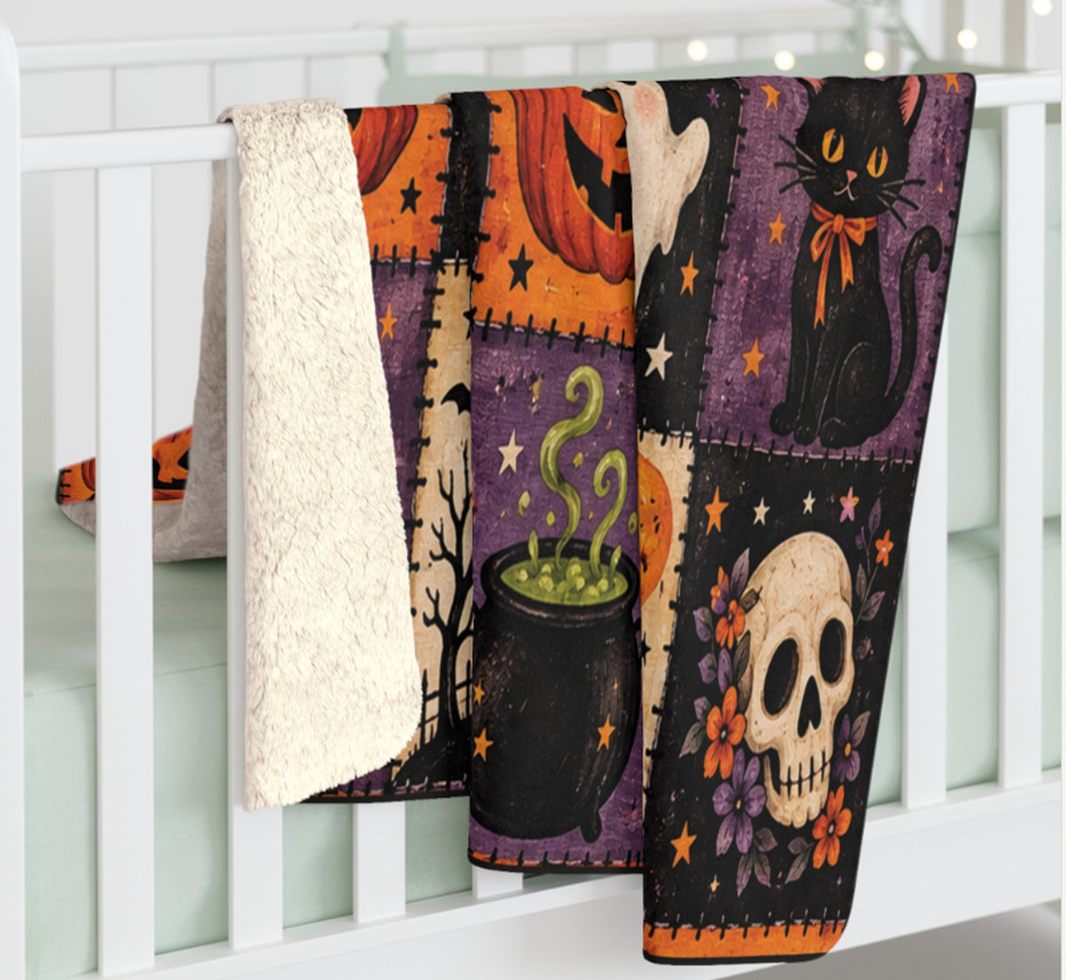 Personalized Patchwork Halloween Blanket