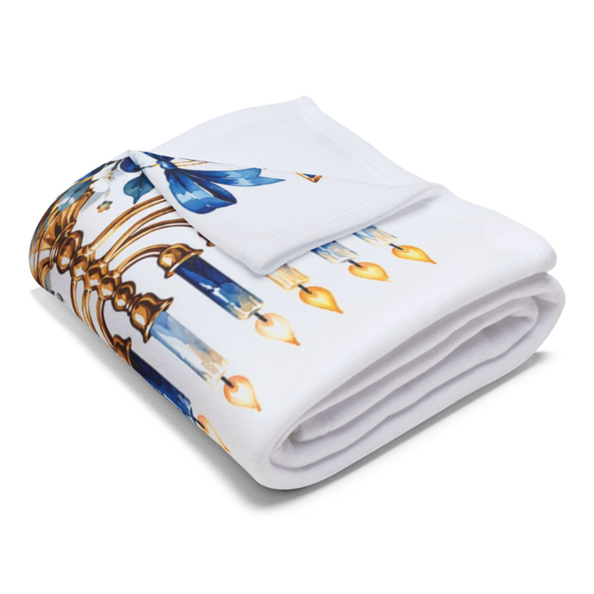 Personalized Hanukkah Blanket – Custom Name Menorah & Dreidel Throw