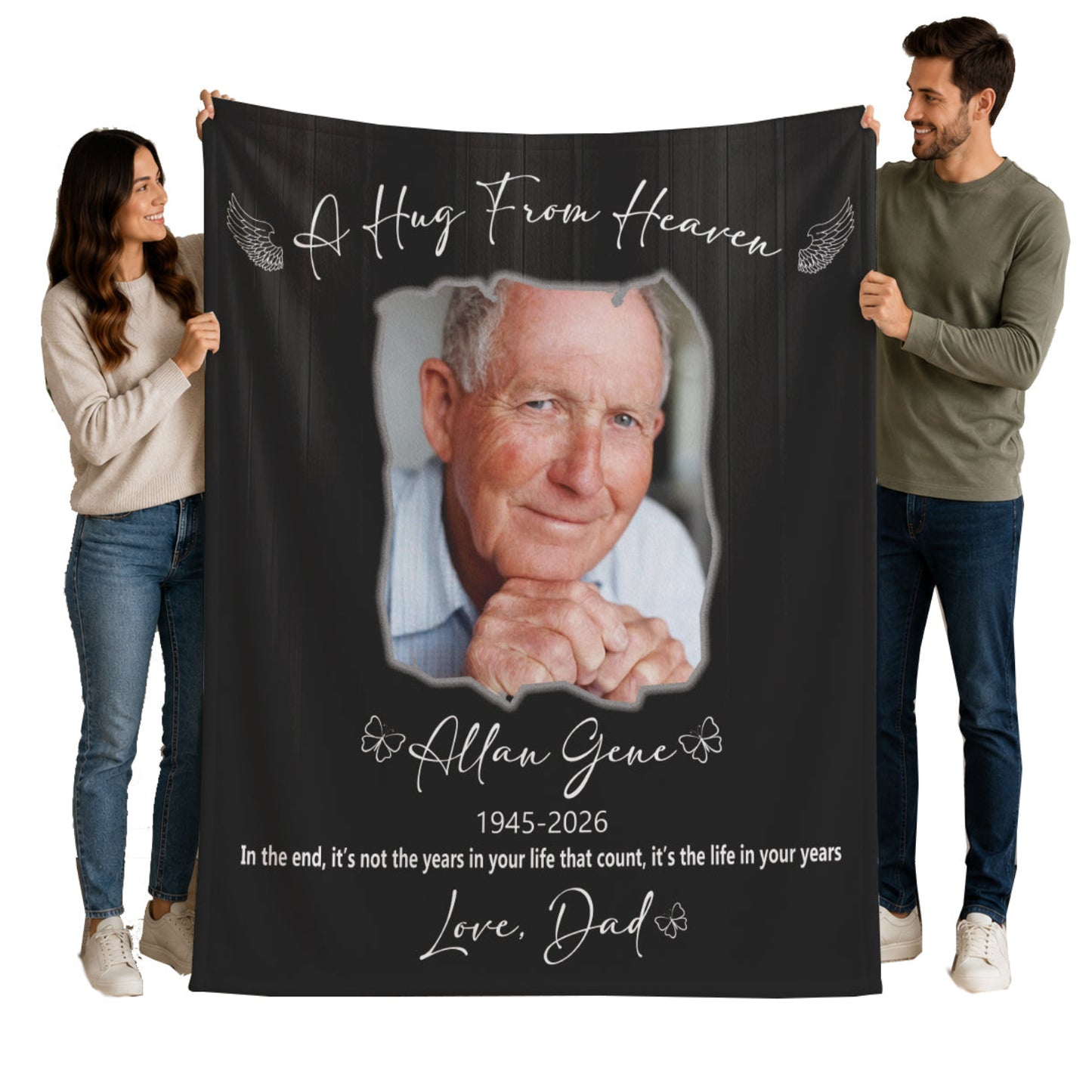 Personalized Memorial Hug From Heaven Photo Blanket