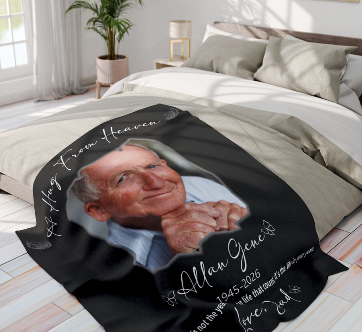 Personalized Memorial Hug From Heaven Photo Blanket