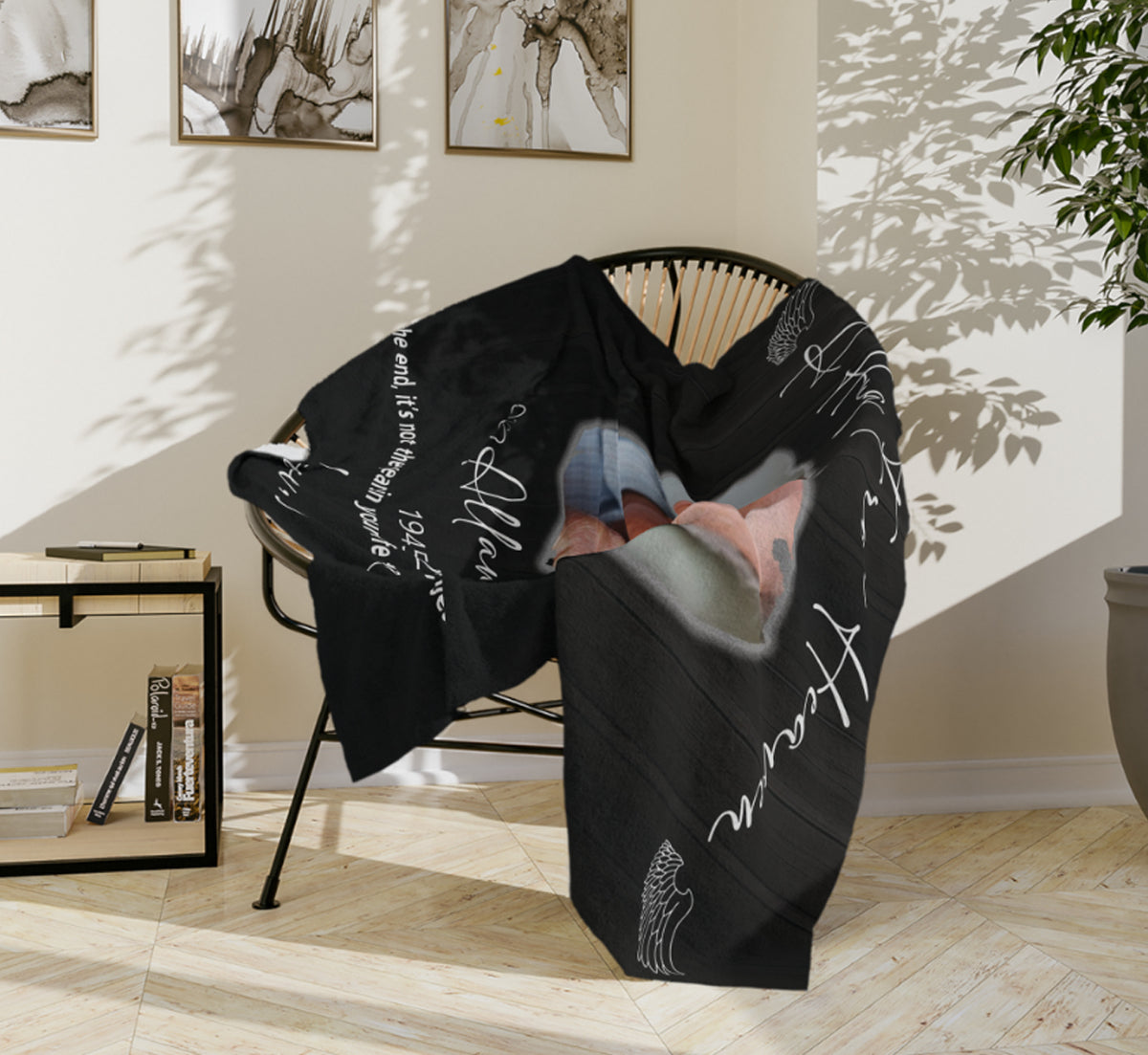 Personalized Memorial Hug From Heaven Photo Blanket