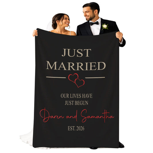 Personalized Just Married Blanket | Custom Names & Est. Date Design