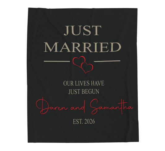 Personalized Just Married Blanket,  Custom Names & Est. Date Design