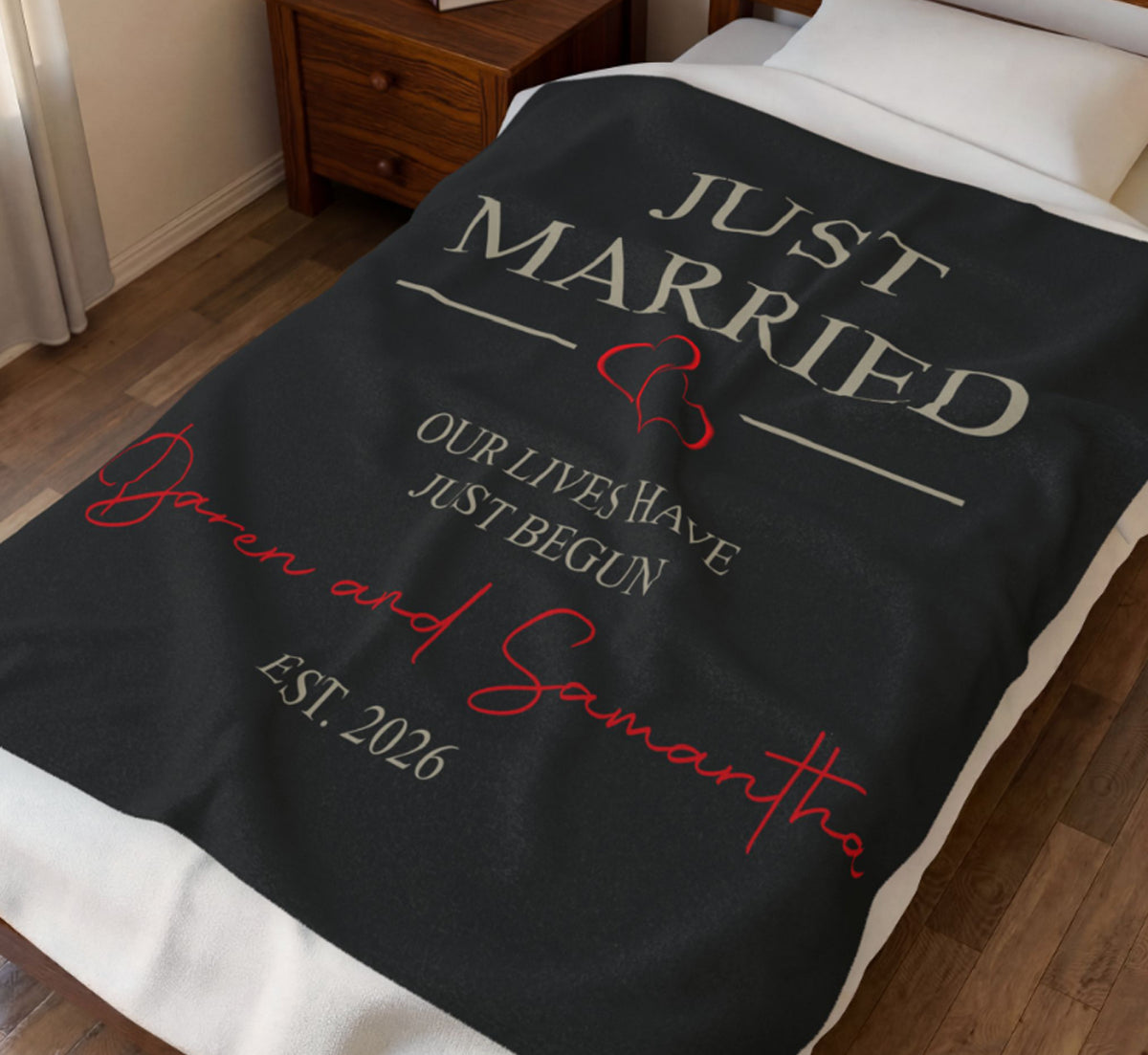 Personalized Just Married Blanket | Custom Names & Est. Date Design
