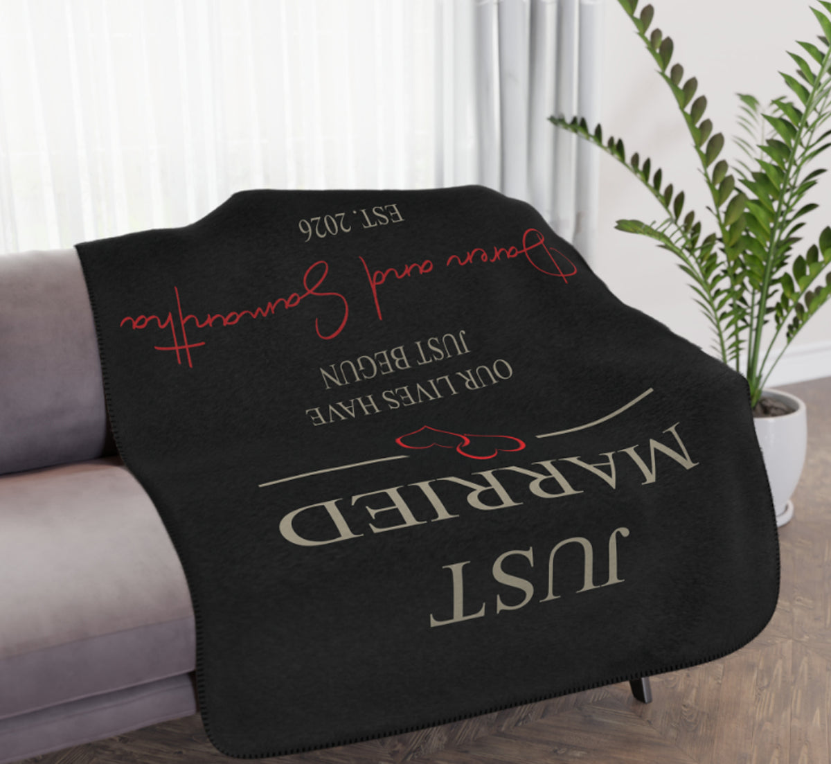 Personalized Just Married Blanket | Custom Names & Est. Date Design