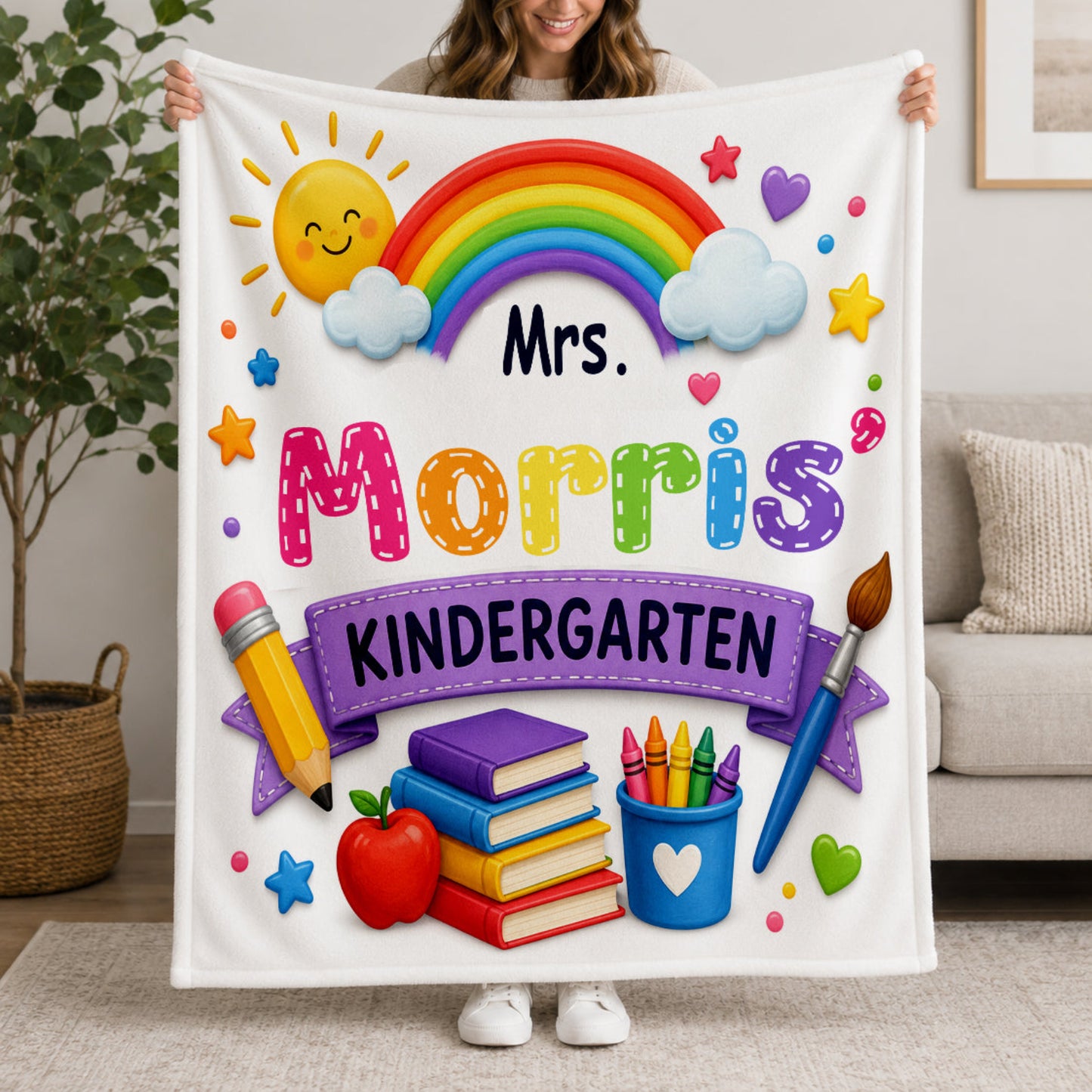 Custom Personalized Kindergarten Teacher's Blanket