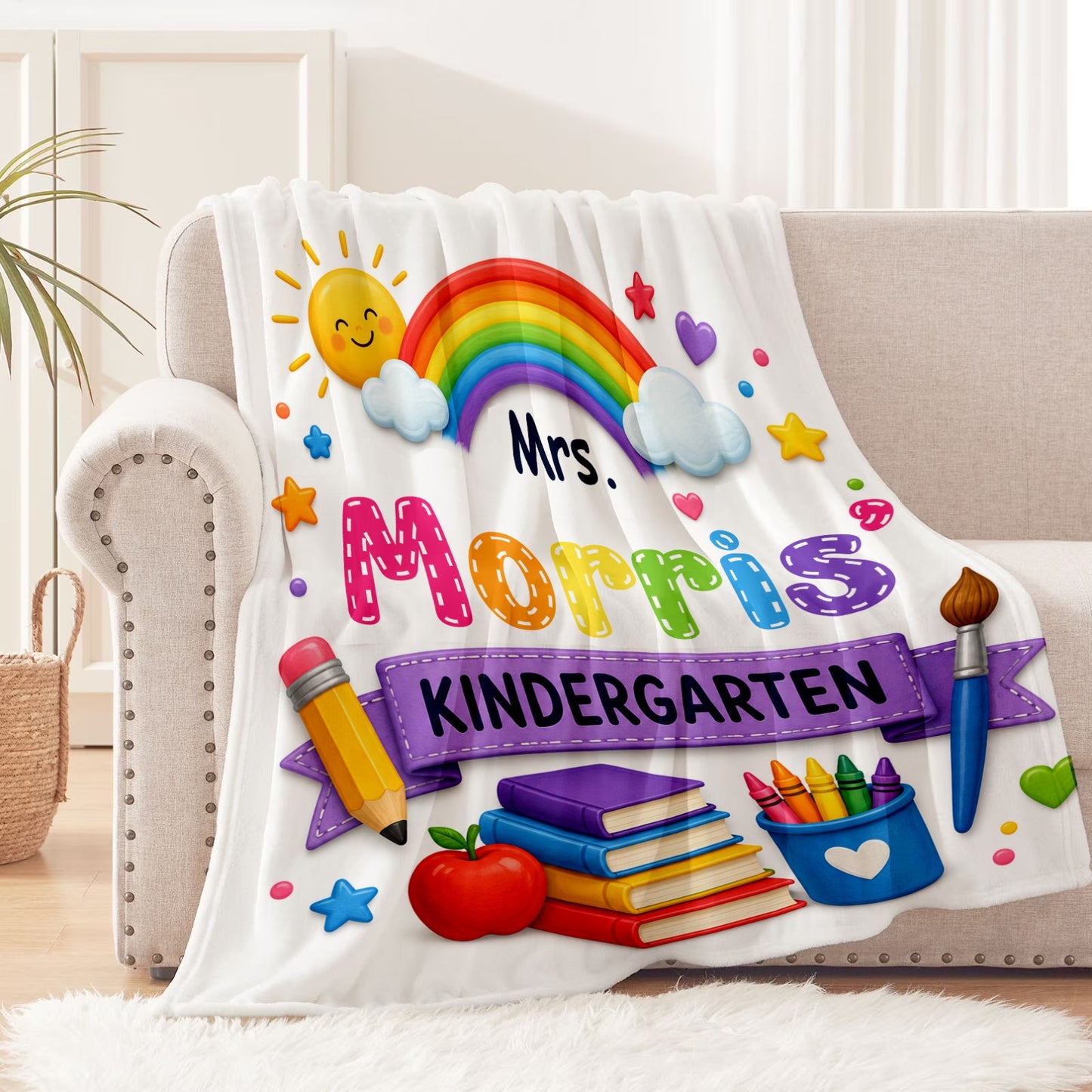Custom Personalized Kindergarten Teacher's Blanket