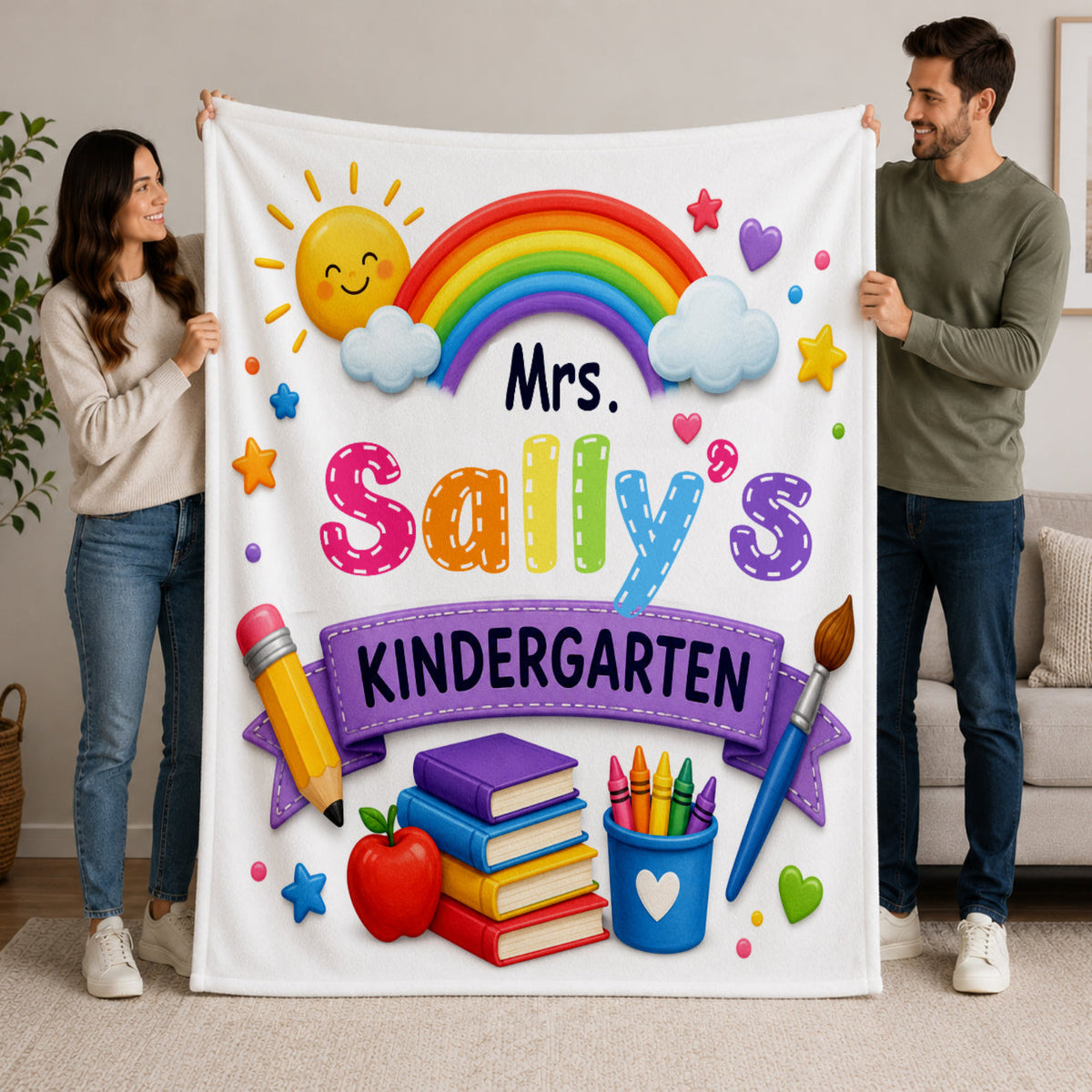 Custom Personalized Kindergarten Teacher's Blanket