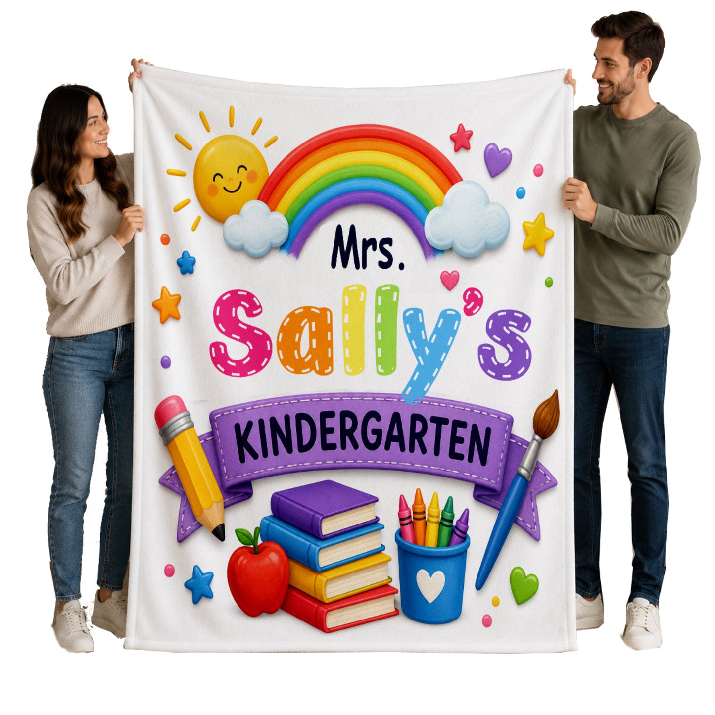 Custom Personalized Kindergarten Teacher's Blanket
