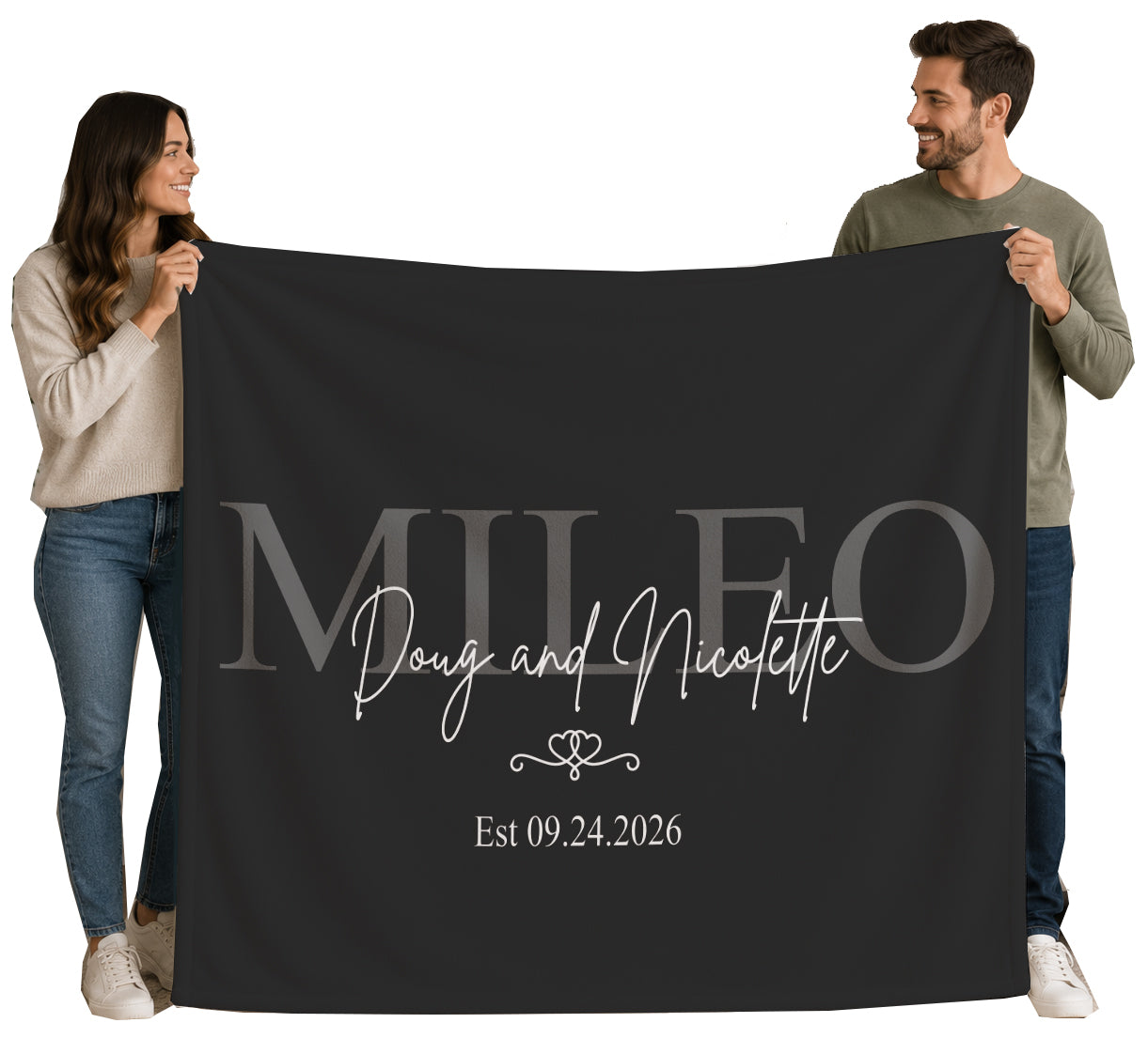 Personalized Wedding Name Blanket | Custom Last Name & Est. Date Throw