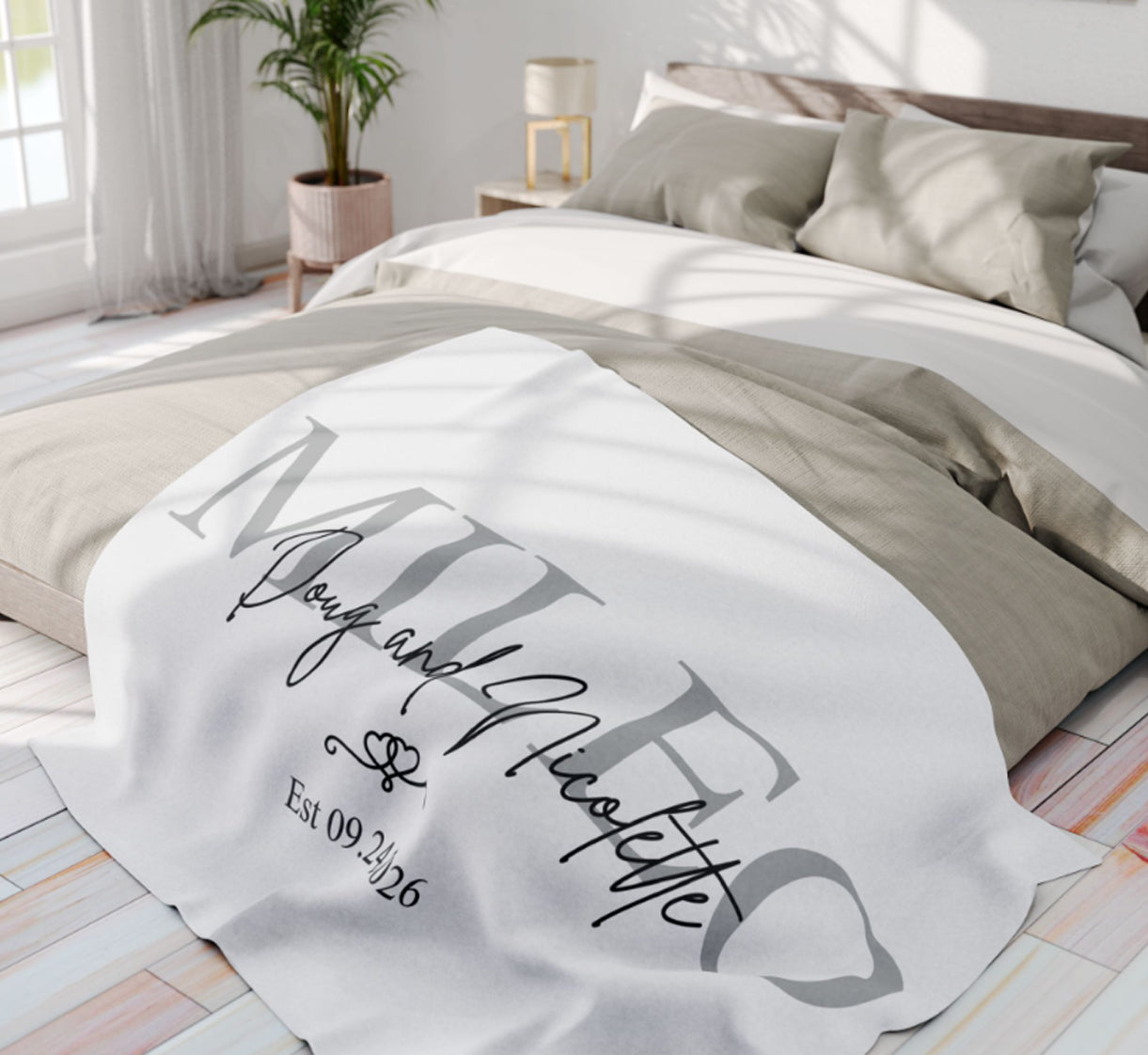 Personalized Wedding Name Blanket | Custom Last Name & Est. Date Throw