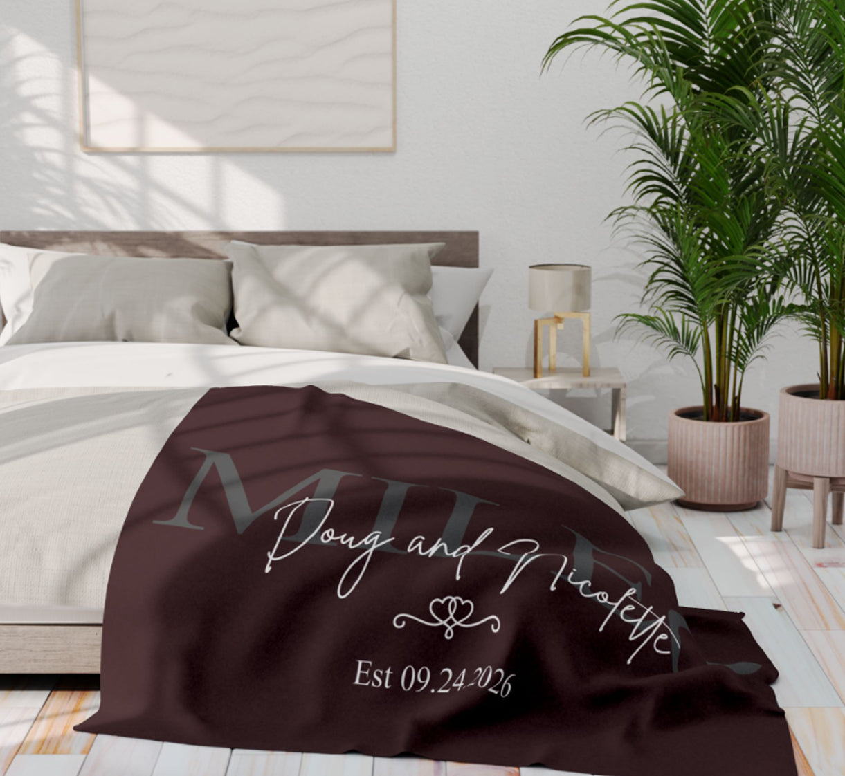 Personalized Wedding Name Blanket | Custom Last Name & Est. Date Throw