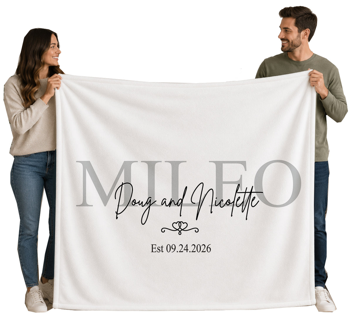 Personalized Wedding Name Blanket | Custom Last Name & Est. Date Throw